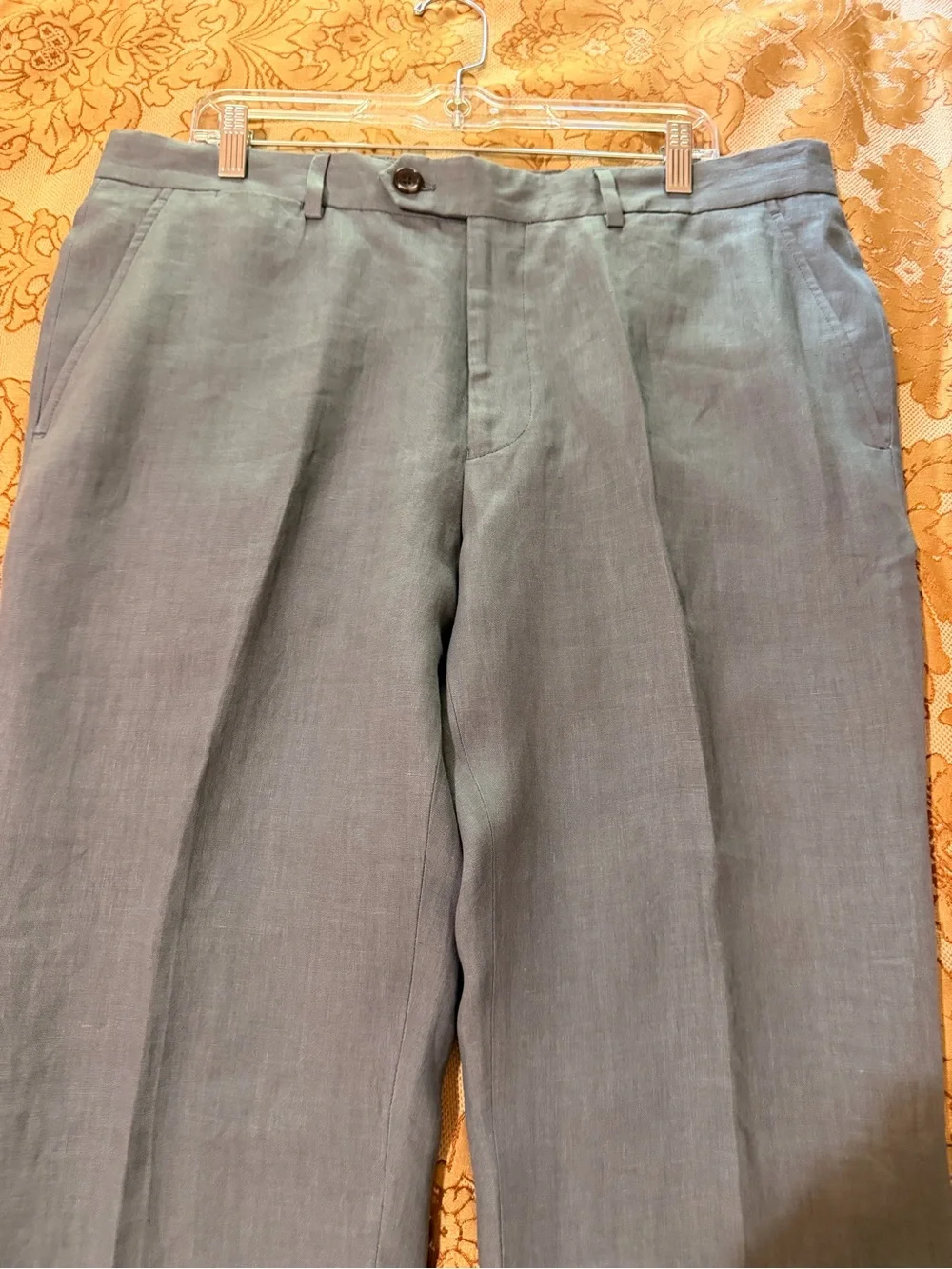Todd Synder New York Men’s 100% Linen Slacks, Gray, Flat Front, NWT, Sz 36 x 34